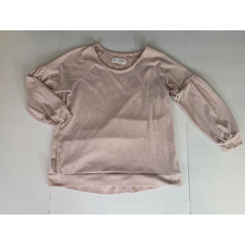 French Laundry Womens Pink Puff Sleeve Knit Top Plus Size 1X Pullover Crew Neck